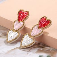 1 Pair Simple Style Artistic Heart Shape Handmade Beaded Cloth Drop Earrings main image 7