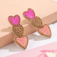 1 Pair Simple Style Artistic Heart Shape Handmade Beaded Cloth Drop Earrings main image 11