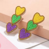 1 Pair Simple Style Artistic Heart Shape Handmade Beaded Cloth Drop Earrings main image 10