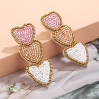1 Pair Simple Style Artistic Heart Shape Handmade Beaded Cloth Drop Earrings main image 8