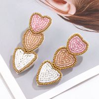 1 Pair Simple Style Artistic Heart Shape Handmade Beaded Cloth Drop Earrings main image 9