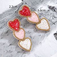 1 Pair Simple Style Artistic Heart Shape Handmade Beaded Cloth Drop Earrings sku image 1