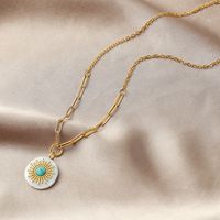 Acero Inoxidable Chapados en oro de 18k Estilo Vintage Sol Collar Colgante main image 5