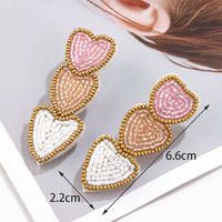 1 Pair Simple Style Artistic Heart Shape Handmade Beaded Cloth Drop Earrings sku image 2