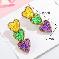 1 Pair Simple Style Artistic Heart Shape Handmade Beaded Cloth Drop Earrings sku image 3