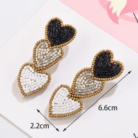 1 Pair Simple Style Artistic Heart Shape Handmade Beaded Cloth Drop Earrings sku image 4