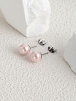 1 Pair Elegant Solid Color Inlay Stainless Steel Shell Artificial Pearls Shell Ear Studs main image 3