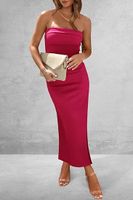 Women's Sheath Dress Slit Dress Sexy Strapless Sleeveless Solid Color Midi Dress Daily Beach Date main image 6