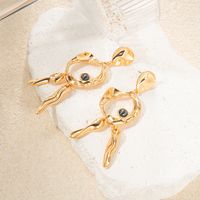 1 Pair Vintage Style Cool Style Solid Color Plating Copper Gold Plated Drop Earrings main image 2
