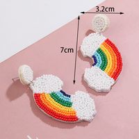 1 Pair Casual Sweet Artistic Rainbow Heart Shape Cloth Seed Bead Drop Earrings main image 7