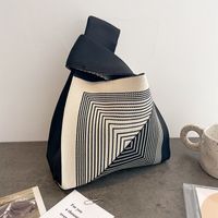 Women's Medium Polyester Color Block Stripe Argyle Vintage Style Square Open Shopping Bags sku image 2
