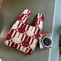 Women's Medium Polyester Animal Little Bear Stripe Cute Open Handbag Shopping Bags sku image 6