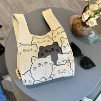 Women's Medium Polyester Animal Little Bear Stripe Cute Open Handbag Shopping Bags sku image 19
