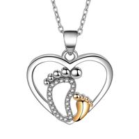 Casual Heart Shape Foot Copper Plating Rhinestones Pendant Necklace main image 1