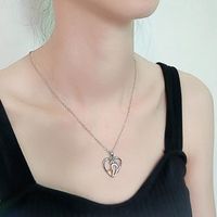 Casual Heart Shape Foot Copper Plating Rhinestones Pendant Necklace main image 5