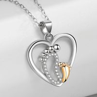 Casual Heart Shape Foot Copper Plating Rhinestones Pendant Necklace main image 3