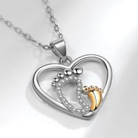 Casual Heart Shape Foot Copper Plating Rhinestones Pendant Necklace main image 4