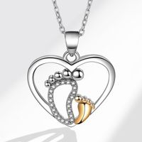 Casual Heart Shape Foot Copper Plating Rhinestones Pendant Necklace sku image 1