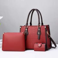 Women's Large Pu Leather Solid Color Crocodile Vintage Style Zipper Bag Sets Handbag main image 2