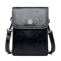 Women's Small Pu Leather Solid Color Vintage Style Square Magnetic Buckle Phone Wallets sku image 2