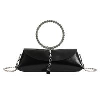 Black Gold Rose Red Pu Leather Solid Color Evening Bags sku image 2