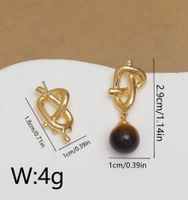 1 Paar IG-Stil Einfacher Stil Knoten Asymmetrisch Inlay Kupfer Naturstein Perle 18 Karat Vergoldet Tropfenohrringe Ohrclips main image 2
