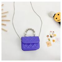 Girl'S Small Pu Leather Solid Color Classic Style Square Flip Cover Handbag sku image 1