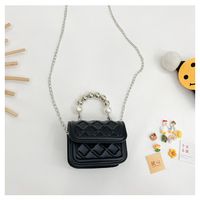 Girl'S Small Pu Leather Solid Color Classic Style Square Flip Cover Handbag sku image 2