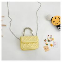 Girl'S Small Pu Leather Solid Color Classic Style Square Flip Cover Handbag main image 3