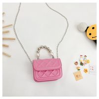 Girl'S Small Pu Leather Solid Color Classic Style Square Flip Cover Handbag sku image 6