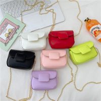 Girl'S Pu Leather Solid Color Cute Square Flip Cover Crossbody Bag main image 6