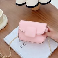 Girl'S Pu Leather Solid Color Cute Square Flip Cover Crossbody Bag main image 2