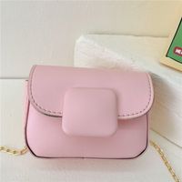 Girl'S Pu Leather Solid Color Cute Square Flip Cover Crossbody Bag sku image 4