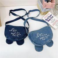 Kid'S Denim Letter Basic Semicircle Zipper Crossbody Bag main image 5