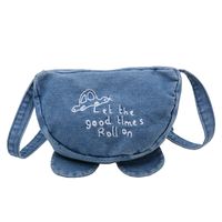 Kid'S Denim Letter Basic Semicircle Zipper Crossbody Bag sku image 1