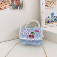 Girl'S Pu Leather Flower Bow Knot Cute Square Flip Cover Handbag main image 4