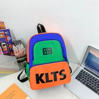 Letter Color Block Casual School Daily Kids Backpack sku image 2