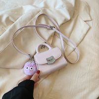 Girl'S Pu Leather Solid Color Cute Square Flip Cover Handbag sku image 2