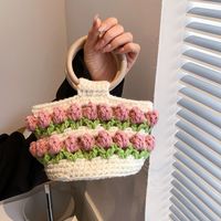 Women's Small Polyester Color Block Flower Beach Square String Handbag sku image 4