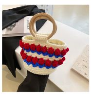 Women's Small Polyester Color Block Flower Beach Square String Handbag sku image 6
