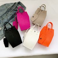 Women's Small Pu Leather Solid Color Basic Bucket Zipper Handbag main image 1