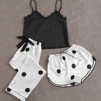 Home Daily Women's Casual Round Dots Imitated Silk Polyester Pants Sets Pajama Sets main image 1