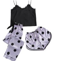Home Daily Women's Casual Round Dots Imitated Silk Polyester Pants Sets Pajama Sets main image 2