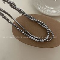 IG Style Geometric Imitation Pearl Alloy Beaded Plating Women's Double Layer Necklaces main image 2