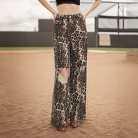 Women's Holiday Streetwear Color Block Full Length Ripped Casual Pants main image 1