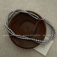 IG Style Geometric Imitation Pearl Alloy Beaded Plating Women's Double Layer Necklaces main image 5