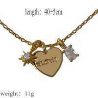 Titanium Steel 18K Gold Plated Simple Style Letter Heart Shape Inlay Zircon Pendant Necklace main image 2