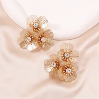 Sweet Flower Plating Inlay Zinc Alloy Artificial Diamond Ear Studs main image 6