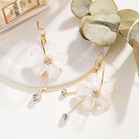 1 Pair Elegant Simple Style Flower Plating Copper Silver Plated Drop Earrings main image 4