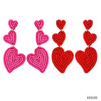 1 Pair Sweet Heart Shape Seed Bead Drop Earrings main image 5